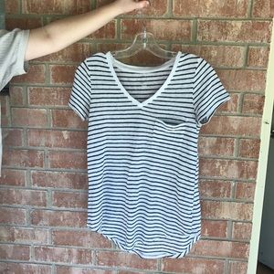 B & W Striped V-Neck